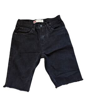 Levi's Black Denim Raw Hem 90s Grunge Cutoff Y2K Women Shorts 12Reg26W